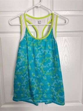 Champion Teal Athletic Tank with Neon Lime Trim